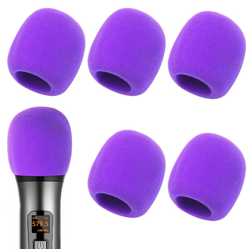 Fielect 5Pcs Microphone Cover Sponge Foam Mic Cover Handheld Microphone Windscreen Shield Protection Micro Foam Filter Purple for KTV Broadcasting - Image 1